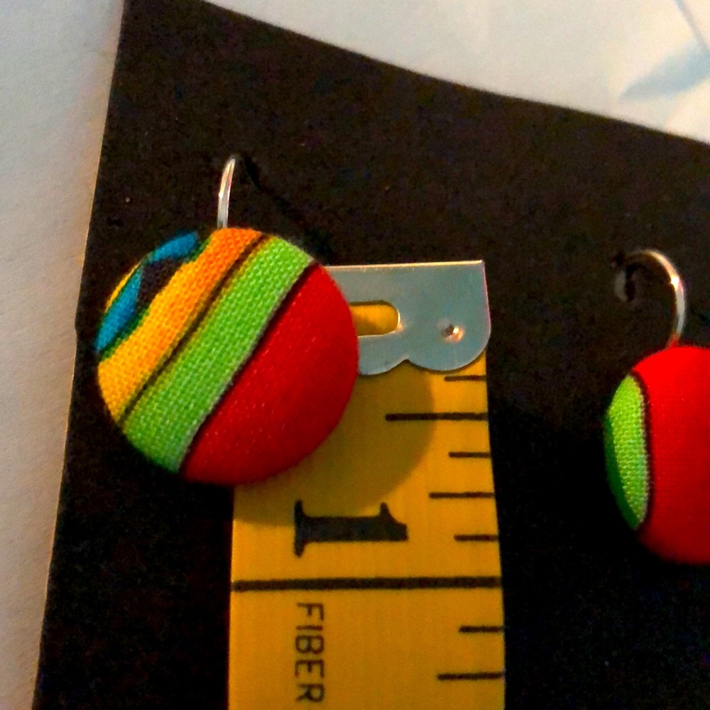 Lightweight Earrings Pierced Vibrant Multicolored Graphic Stripes - Picture 4 of 4